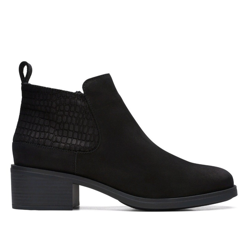 Clarks Memi Zip 26168009 Womens Black Leather Zipper Ankle & Booties Boots Sz 7‎